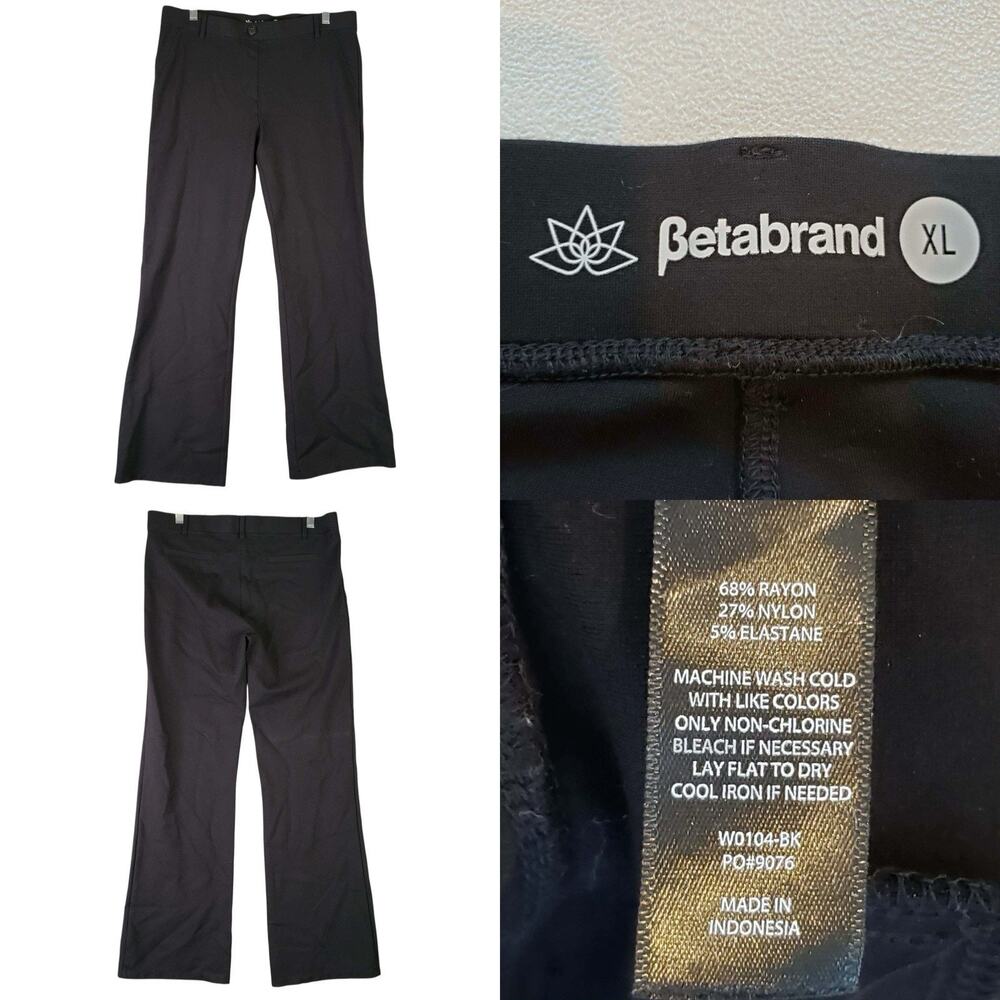 Betabrand Dress Pants Women’s Size XL Long Black Straight Leg Yoga Stretch
